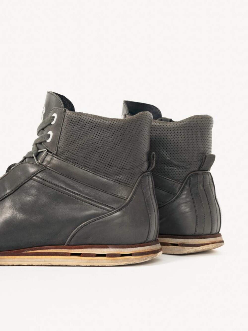 Y-3 Hemla "Vintage Black" Leather High-Top Lace-Up Sneakers - Picture 8 of 11